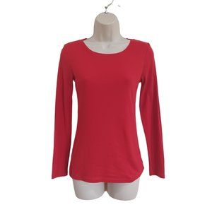 Perfect Women's Long Sleeve Top Red Color Size XS Blouse Solid Curve